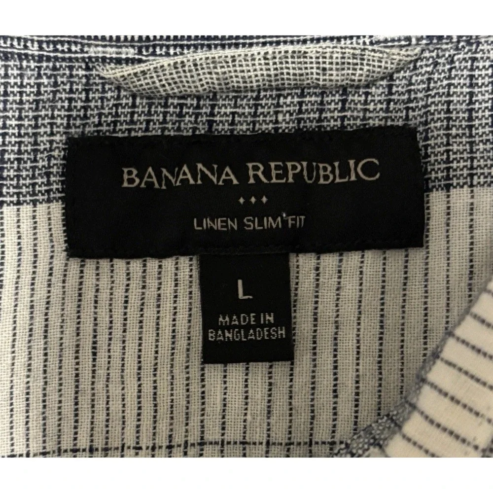 Banana Republic Shirt Mens Large‎ Blue Plaid Camp Casual Summer Beach